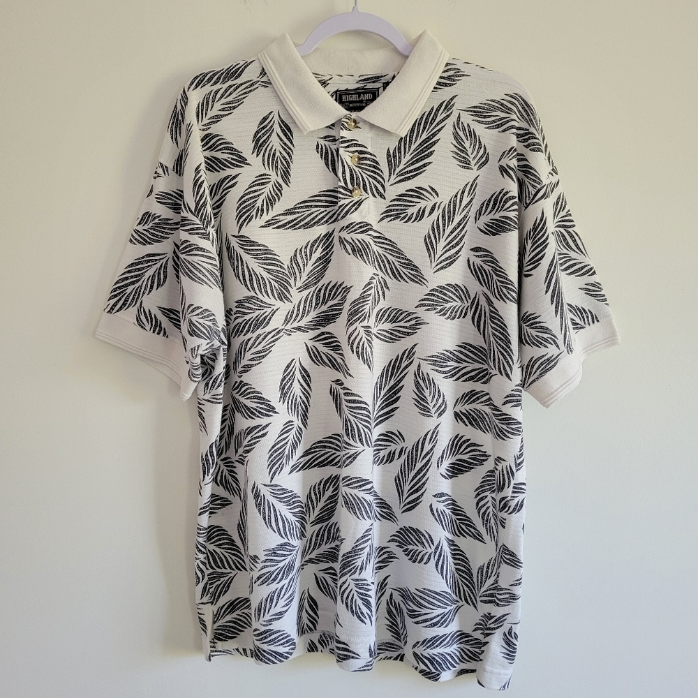 Highland Outfitters Viscose Blend Leaf Polo Shirt GUC
